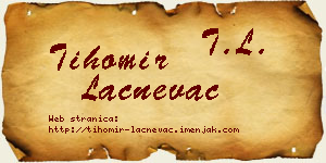 Tihomir Lačnevac vizit kartica